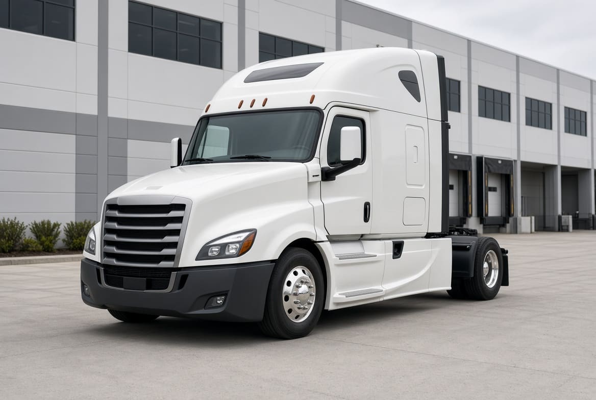 White sleeper semi-truck